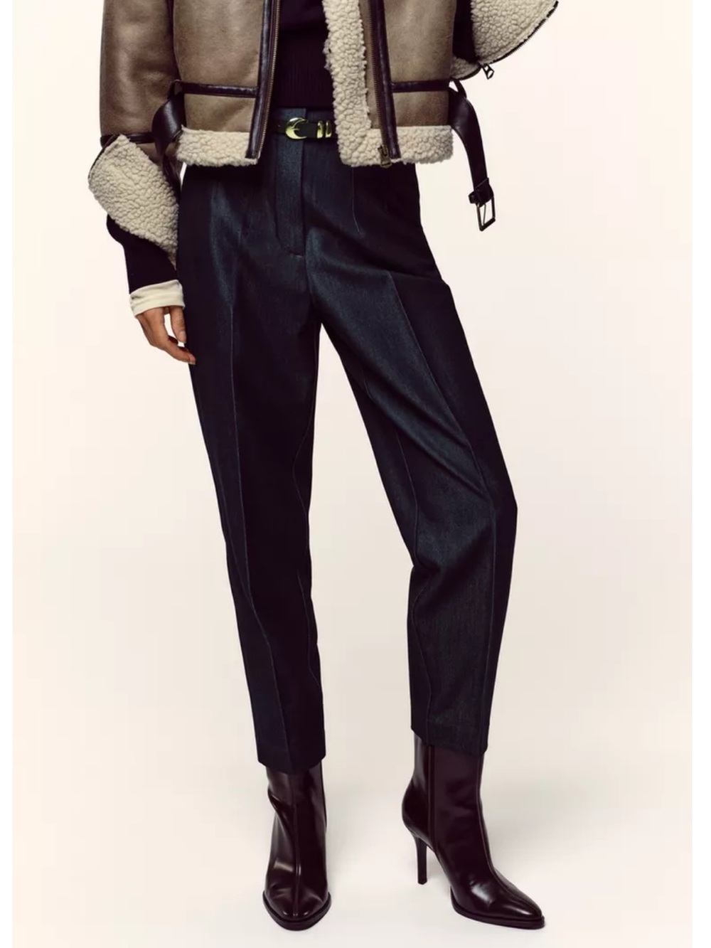 Zara High-Waist Belted Ankle Grazer Trousers NWT Size Small 4387/248/405